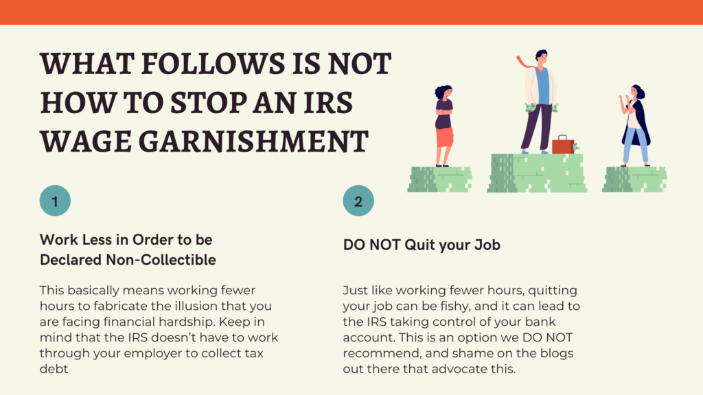 What NOT to do to stop an IRS wage garnishment or bank levy